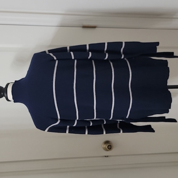 Rebecca Taylor Size Unknown Blue White Striped Turtleneck Sweater w/ Side Ties - Picture 6 of 14